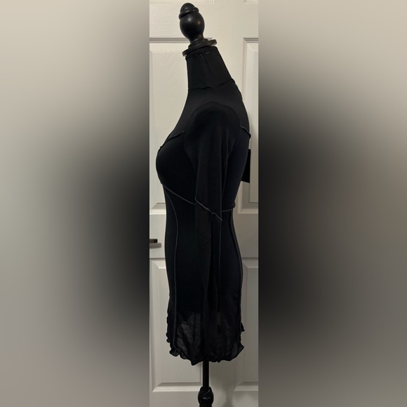 NWT Dolls Kill / Darker Wavs Warp Seamed Asymmetrical Midi Dress - Picture 4 of 8
